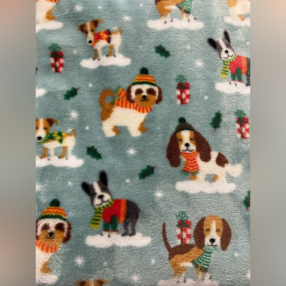 Teal Christmas DOGS HOLIDAY Throw Blanket